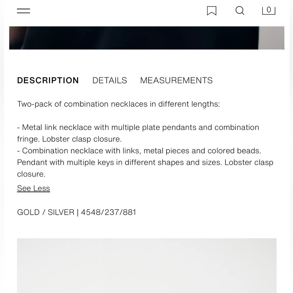 Zara 2-PACK OF COMBINATION PLATE & KEY NECKLACES Gold & Silver Tones Beading NIB - Picture 6 of 7